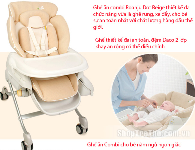 Ghế ăn Combi Roanju Dot Beige đa năng