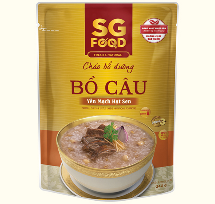 Chao bo duong SG Food vi bo cau, yen mach, hat sen (240g)