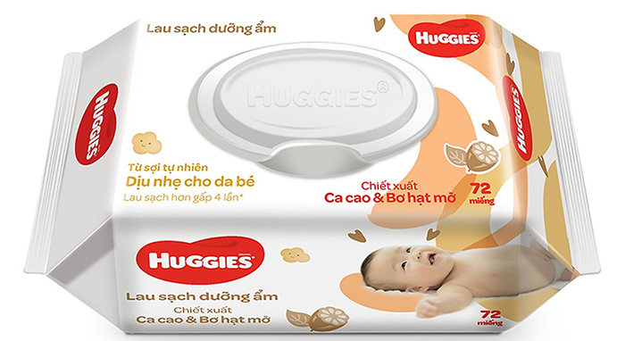 Khăn ướt lau sạch dưỡng ẩm Huggies (72 tờ)