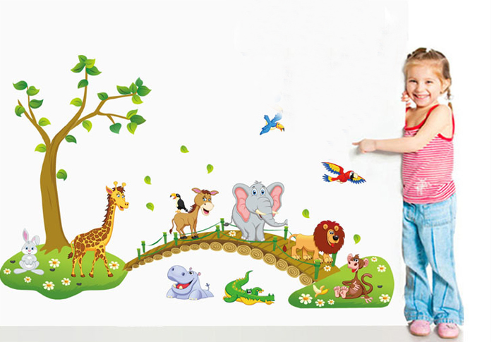 Tranh dán tường thú qua cầu M0055