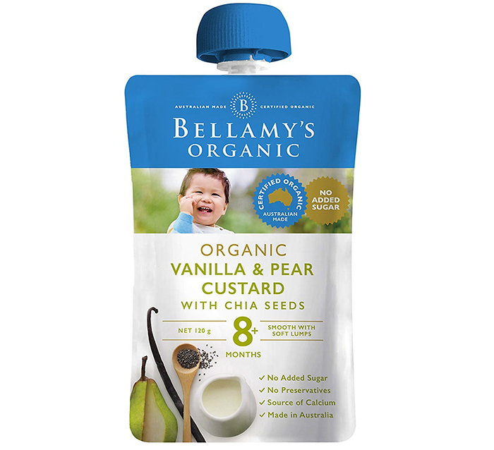 Hỗn hợp kem sữa lê, hạt chia, vanilla Bellamy's Organic 120g (8M+)