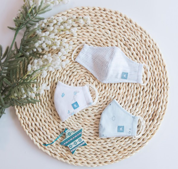 Khẩu trang trẻ em Miomio màu xanh (3 chiếc/set)