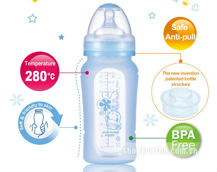Bình sữa silicon mềm 240ml KUKU 5829