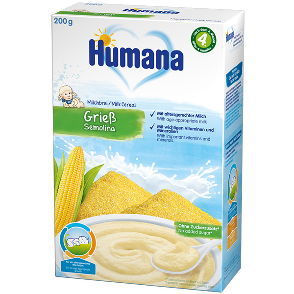 Bột ăn dặm Humana sữa ngũ cốc Semolina 4+