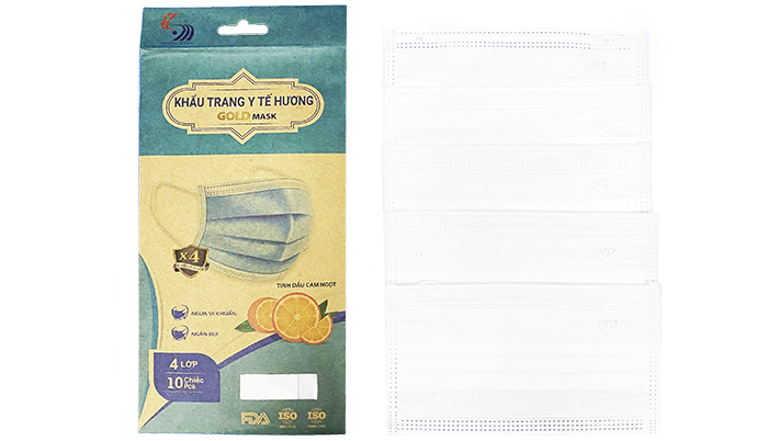 Khẩu trang y tế 4 lớp cao cấp Gold Mask Trường Dương hương tinh dầu cam ngọt