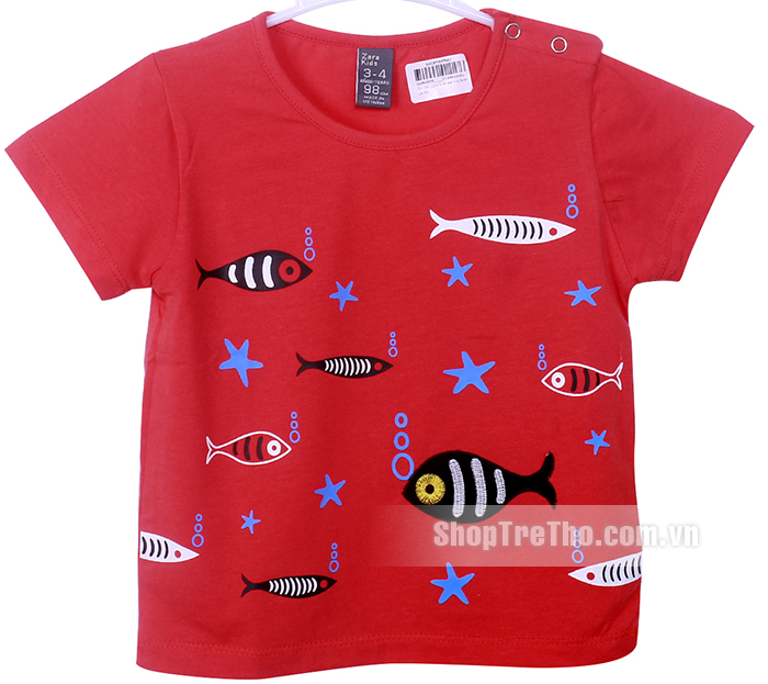 ao coc tay be trai zara kids hinh ca (1 – 3 tuoi)