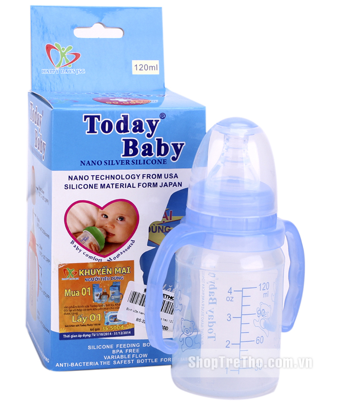 Bình sữa Today Baby cổ hẹp 120ml (tròn)