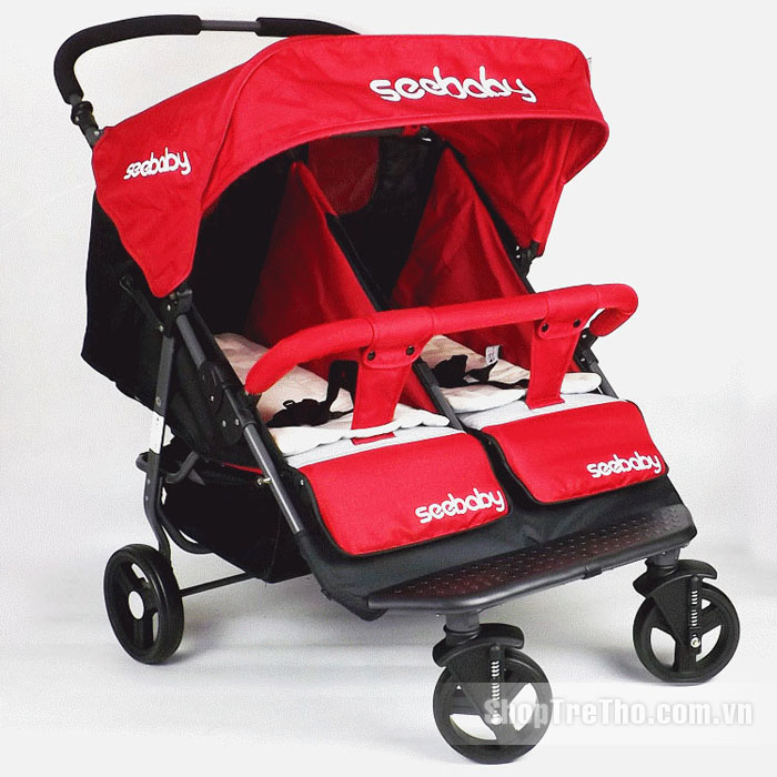 Xe đẩy đôi em bé an toàn Seebaby T22 nhiều màu