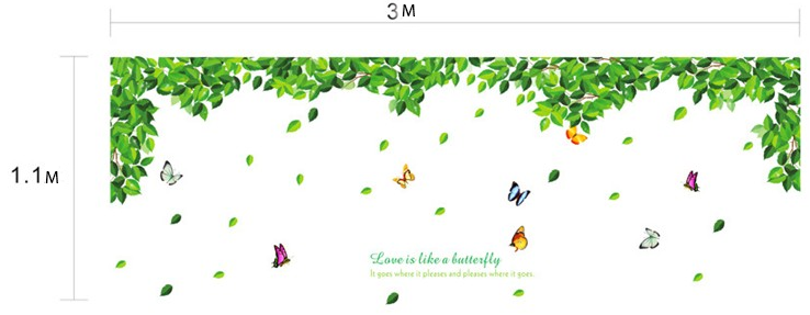 Tranh dán tường tán lá họa tiết con bướm