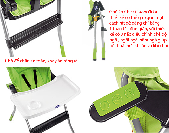 Ghế ăn cho bé Chicco Jazzy 3 tư thế