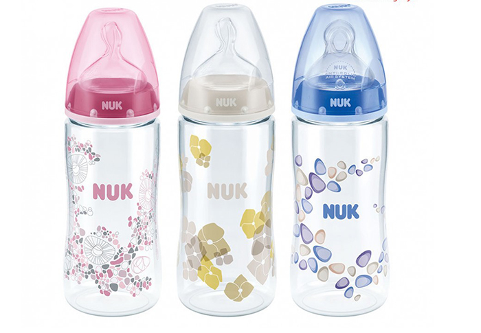 Bình sữa Nuk 300ml núm ti silicone S2-M NU21474