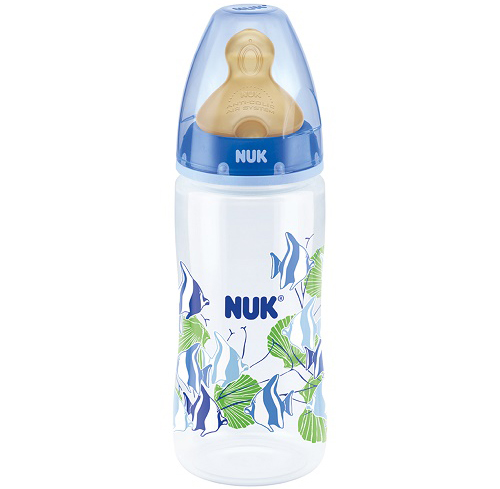 Bình sữa Nuk cổ rộng 300ml (bình nhựa, núm cao su siêu mềm)