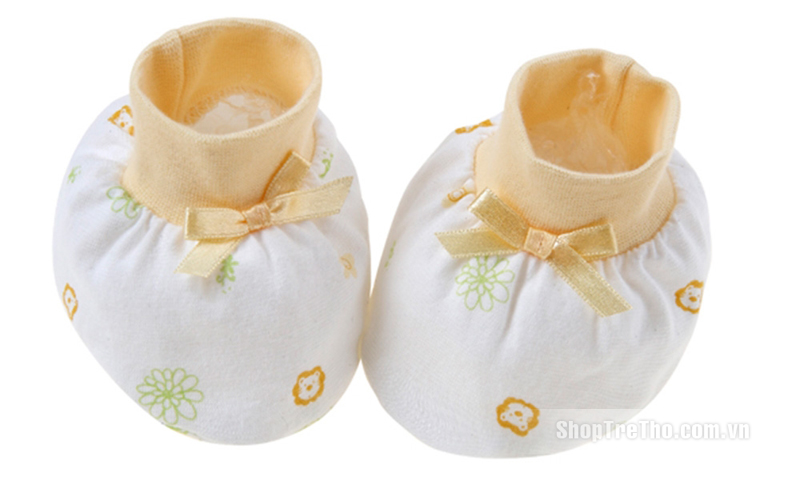 Bao chân sơ sinh vải cotton chấm bông