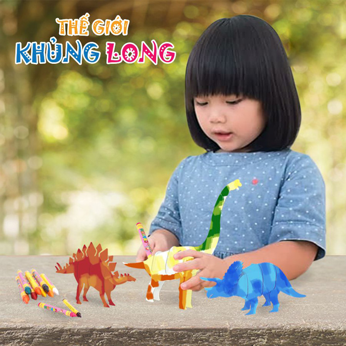 Bộ đồ chơi lắp ghép và tô màu: Thế giới Khủng Long