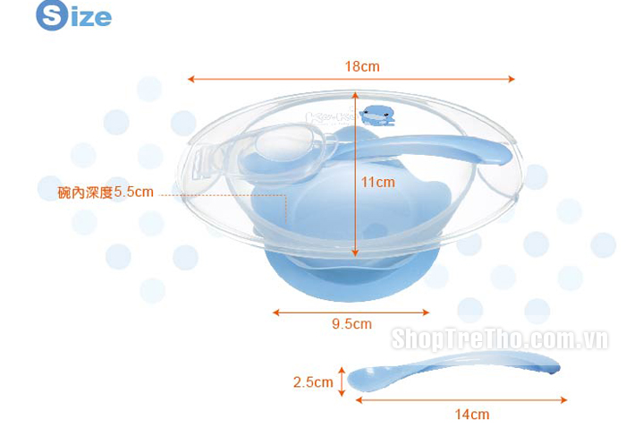 Bộ chén ăn có dính đế và thìa