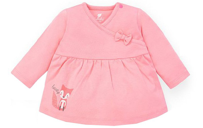 Áo bé gái chữ A cổ tim Lullaby NH118B (Hồng đậm trơn)