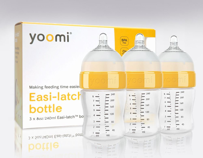 Bình sữa cao cấp nhựa PP Yoomi 240ml (cổ vàng)