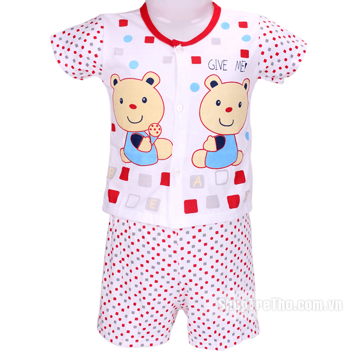 Bộ quần áo cộc Thái Lan baby 70W76 màu đỏ