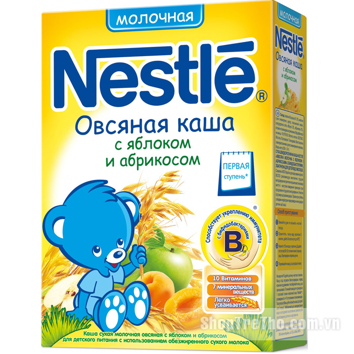 Bột Nestle Nga lúa mì táo mơ 6m+