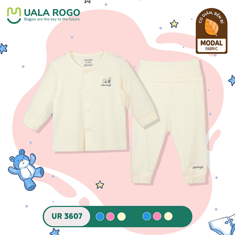 Bộ quần áo sơ sinh cạp cao Modal trơn Uala UR3607