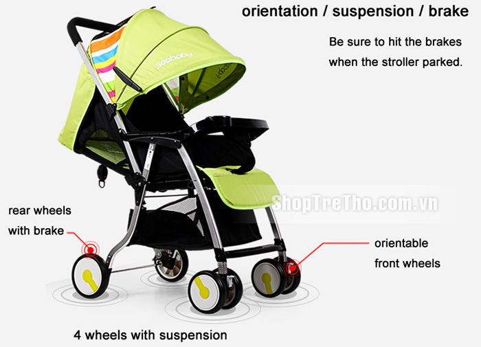 Xe đẩy Seebaby T05A màu xanh cốm