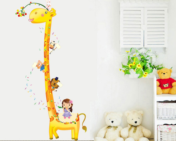 Tranh dán tường thước đo chiều cao hươu cao cổ M0052