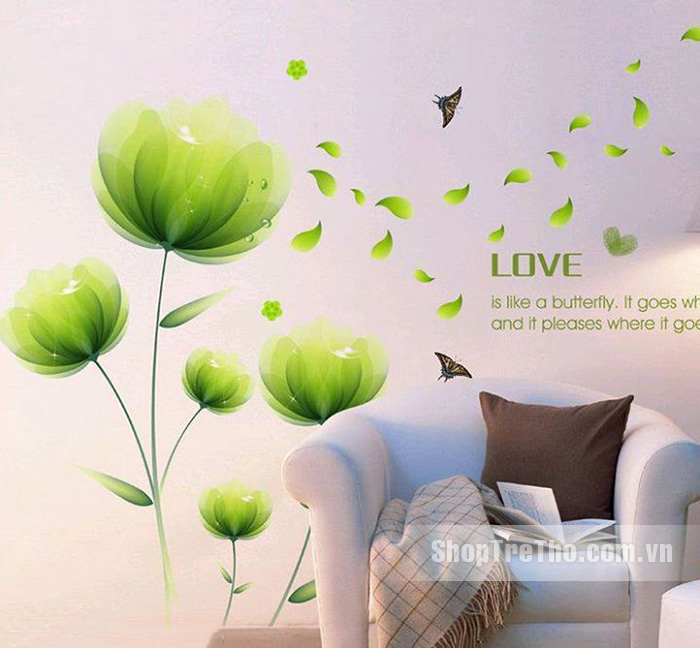 Tranh dan tuong hoa xanh M055