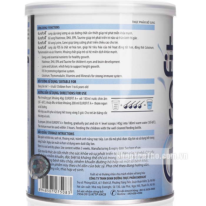 Sữa Eurofit A+ 400gr 