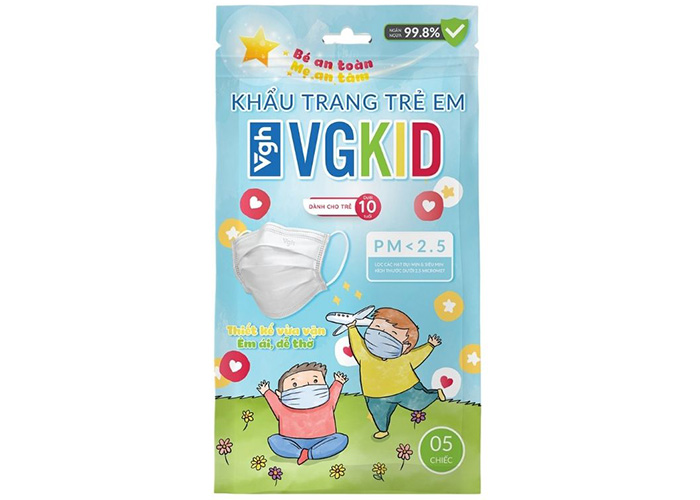 Khau trang y te cho be 3 lop VG KID