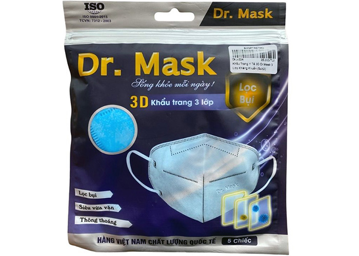 Khau trang y te 3D 3 lop khang khuan Dr. Mask