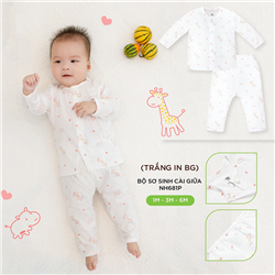 Bán Bộ cài giữa dài tay Lullaby NH681P (trắng in BG)
