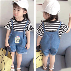 Bán Bộ quần yếm áo phông bé gái (1-5T)