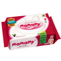 Bán Giấy ướt Mamamy màu hồng, có nắp (80 tờ)