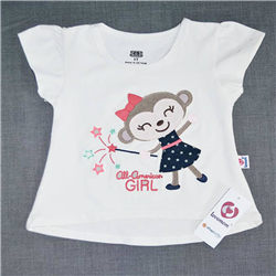 Bán Áo thun bé gái Lovemom màu trắng (thêu công chúa khỉ)