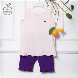 Bán Bộ ba lỗ bé gái bèo tim La Pomme SS113 (hồng)