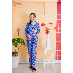 Bán Bộ bầu pyjama kate tay dài quần dài tím Emum