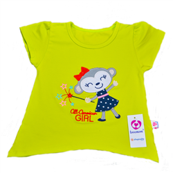 Bán Áo thun bé gái Lovemom màu xanh (thêu công chúa khỉ)