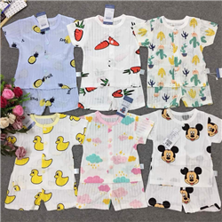 Bán Bộ quần áo cộc tay cotton giấy khuy giữa (1-5T)