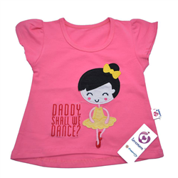 Bán Áo cộc bé gái Lovemom màu hồng (thêu hình cô gái)