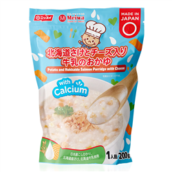 Bán Cháo tươi Meiwa vị khoai tây, cá hồi Hokkaido, phô mai 200g (12M+)