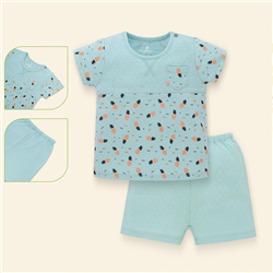 Bán Bộ cộc tay bé trai cài vai Lullaby NH02B (xanh in)