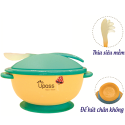 Bán Bát ăn dặm có đế chống đổ Upass có nắp và thìa