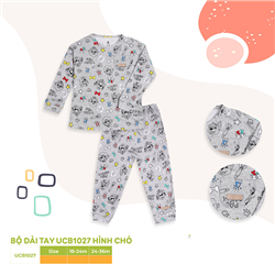 Bán Bộ dài tay cài vai in hình cún  Uri&Finn UCB1027