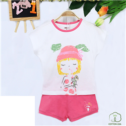 Bán Bộ cộc tay bé gái Dokma 370 (trắng hồng)