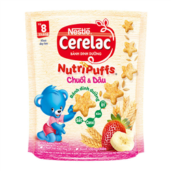 Bán Bánh ăn dặm Nestlé Cerelac Nutripuffs vị chuối dâu (50g)