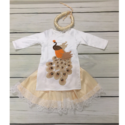 Bán Bộ áo dài hình chim Công kèm mấn (2-7T)