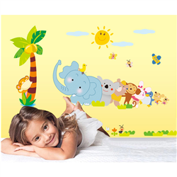 Bán Tranh dán tường thú ngộ nghĩnh chơi đùa M003