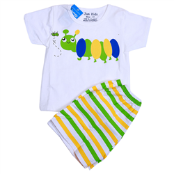 Bán Bộ quần áo cotton trắng in hình (1-5T)