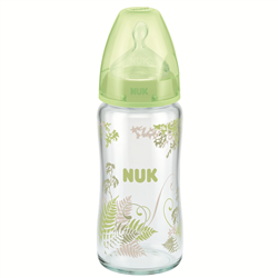Bán Bình sữa Nuk 240ml (cổ rộng, thủy tinh, núm silicone)
