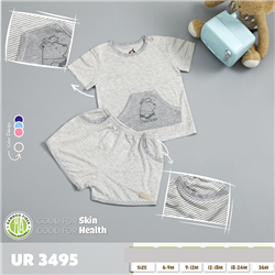 Bán Bộ cộc tay Bamboo kẻ in túi Uala UR3495